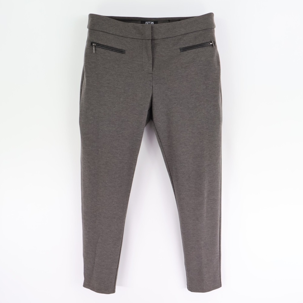 Apt. 9 Pants Modern Fit Mid Rise Womens 12 Gray Polyester Blend Stretch Tapered
